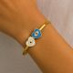 18K Gold Plated Dual Heart Evil Eye Kada